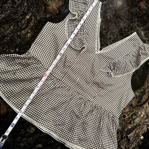 Nanette Lepore Black and White Gingham Ruffle Top Size L - Picture 7 of 8